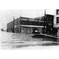 Old warehouse in Alton during a flood